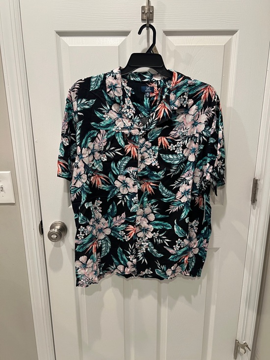 George Other - George Black Tropical Floral Short-Sleeve Button Shirt
